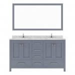 Caroline Avenue 60" Single Bath Vanity in Gray with White Quartz Top and Round Sink with Matching Mirror