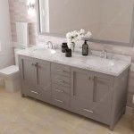 Caroline Avenue 72" Double Bath Vanity in Cashmere Gray with White Quartz Top and Round Sinks with Matching Mirror