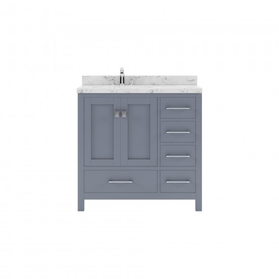 Caroline Avenue 36" Single Bath Vanity in Gray with White Quartz Top and Round Sink