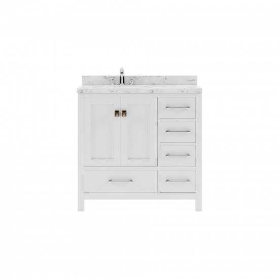 Caroline Avenue 36" Single Bath Vanity in White with White Quartz Top and Round Sink