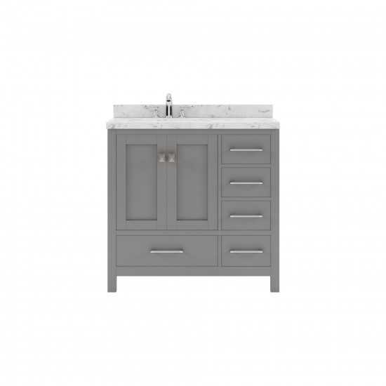 Caroline Avenue 36" Single Bath Vanity in Cashmere Gray with White Quartz Top and Round Sink