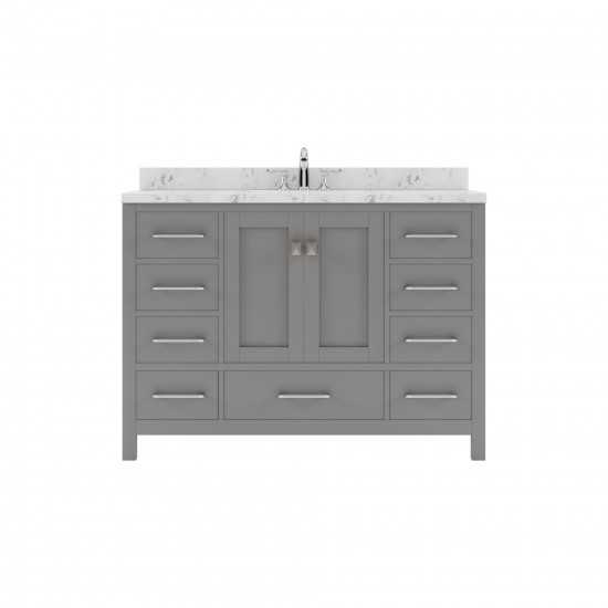 Caroline Avenue 48" Single Bath Vanity in Cashmere Gray with White Quartz Top and Round Sink