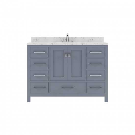 Caroline Avenue 48" Single Bath Vanity in Gray with White Quartz Top and Round Sink