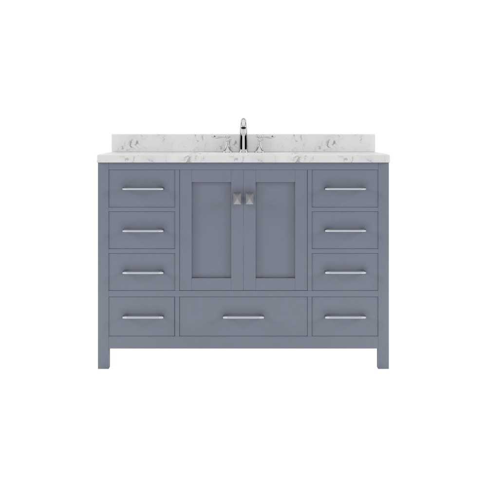 Caroline Avenue 48" Single Bath Vanity in Gray with White Quartz Top and Round Sink