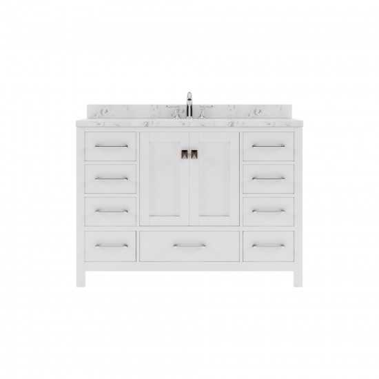 Caroline Avenue 48" Single Bath Vanity in White with White Quartz Top and Round Sink