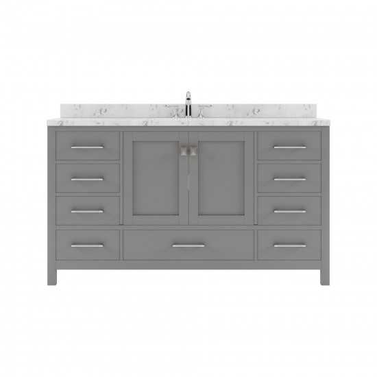 Caroline Avenue 60" Double Bath Vanity in Cashmere Gray with White Quartz Top and Round Sinks