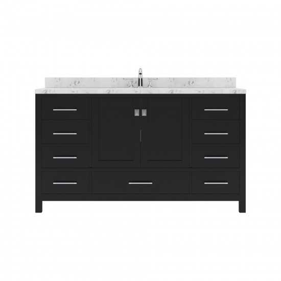 Caroline Avenue 60" Double Bath Vanity in Espresso with White Quartz Top and Round Sinks