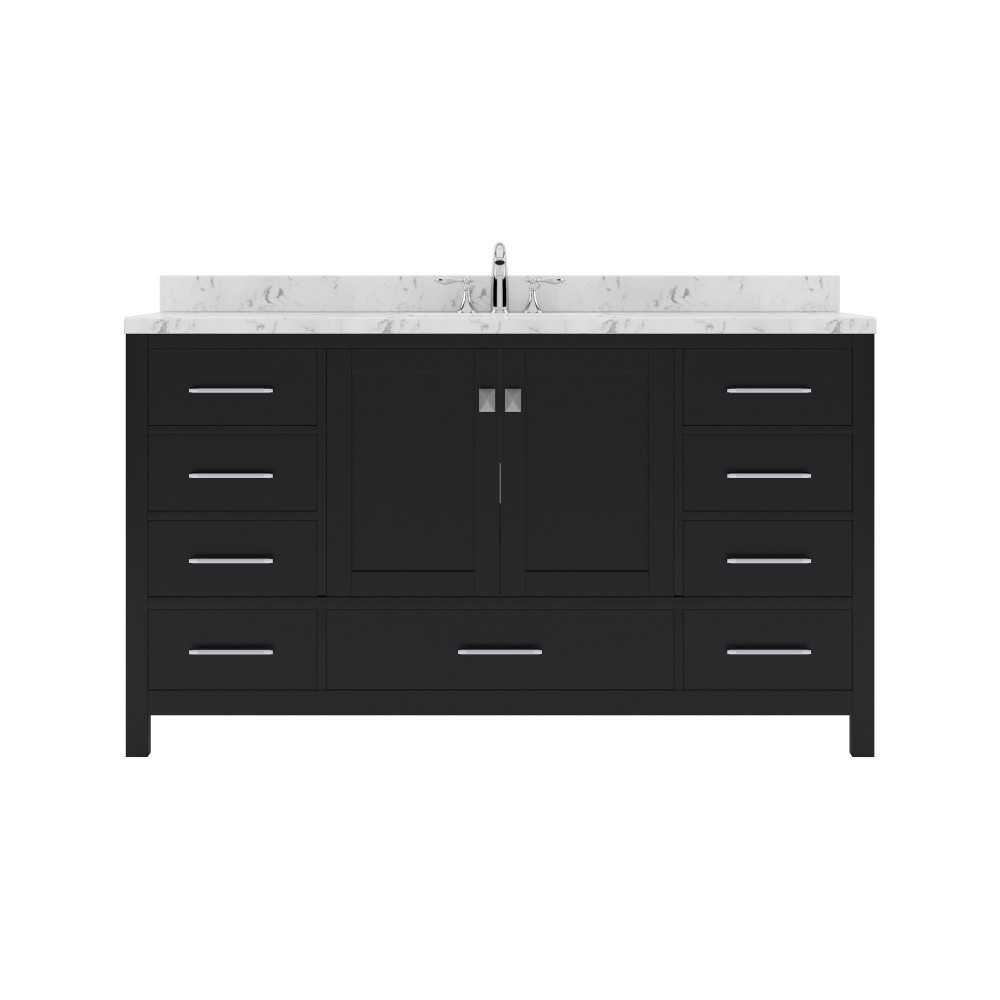 Caroline Avenue 60" Double Bath Vanity in Espresso with White Quartz Top and Round Sinks