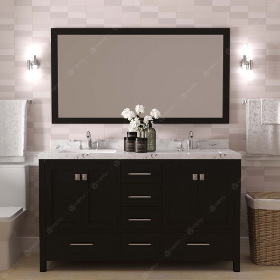 Caroline Avenue 60" Double Bath Vanity in Espresso with White Quartz Top and Round Sinks