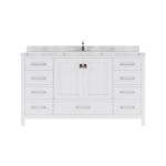 Caroline Avenue 60" Double Bath Vanity in White with White Quartz Top and Round Sinks