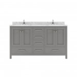 Caroline Avenue 60" Single Bath Vanity in Cashmere Gray with White Quartz Top and Round Sink