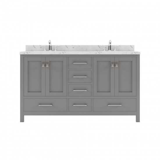 Caroline Avenue 60" Single Bath Vanity in Cashmere Gray with White Quartz Top and Round Sink