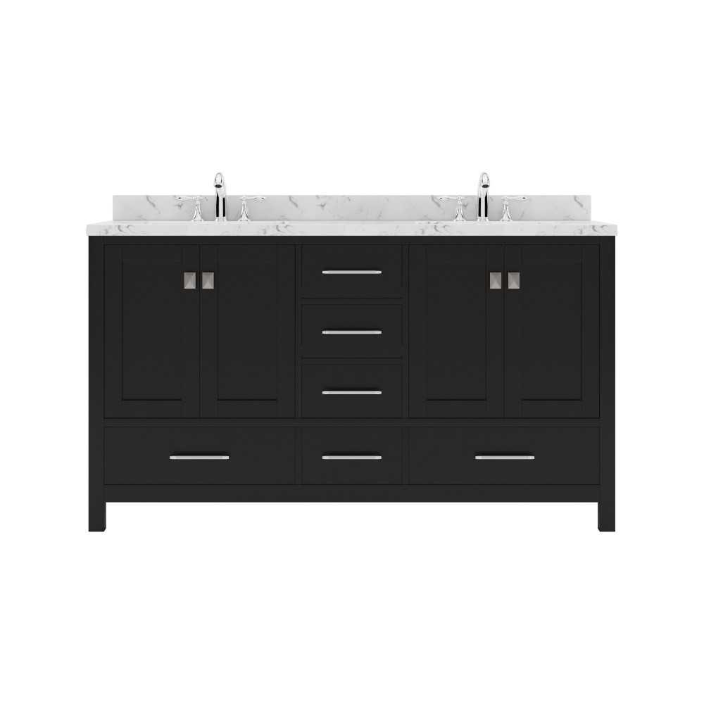 Caroline Avenue 60" Single Bath Vanity in Espresso with White Quartz Top and Round Sink