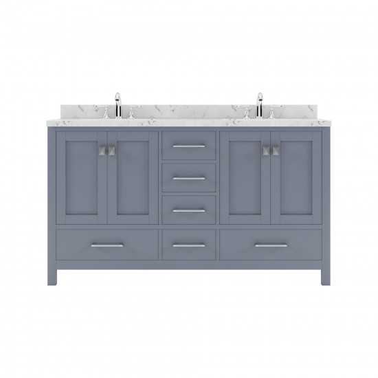 Caroline Avenue 60" Single Bath Vanity in Gray with White Quartz Top and Round Sink