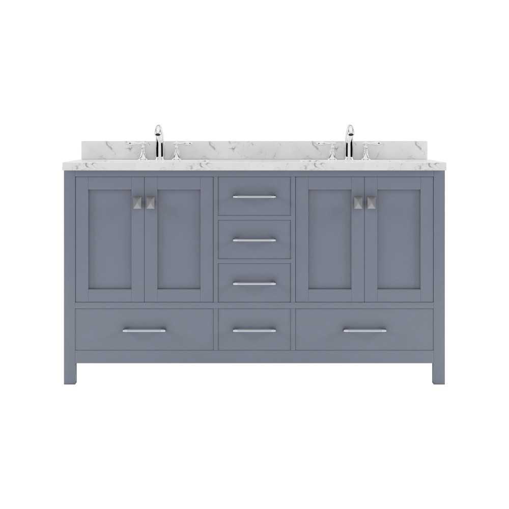 Caroline Avenue 60" Single Bath Vanity in Gray with White Quartz Top and Round Sink