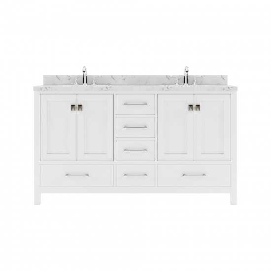 Caroline Avenue 60" Single Bath Vanity in White with White Quartz Top and Round Sink