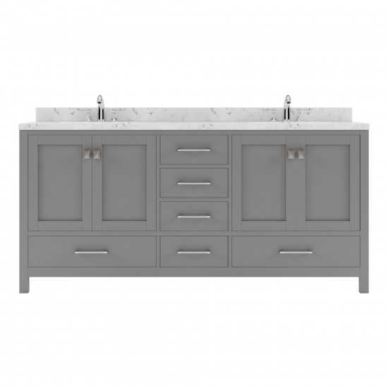 Caroline Avenue 72" Double Bath Vanity in Cashmere Gray with White Quartz Top and Round Sinks