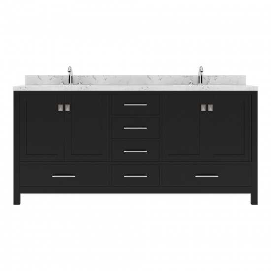 Caroline Avenue 72" Double Bath Vanity in Espresso with White Quartz Top and Round Sinks