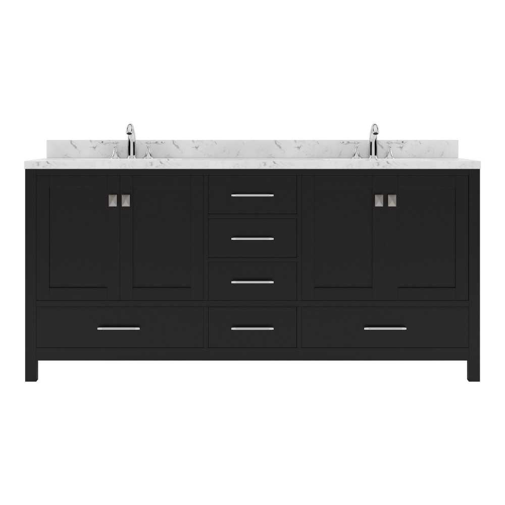 Caroline Avenue 72" Double Bath Vanity in Espresso with White Quartz Top and Round Sinks