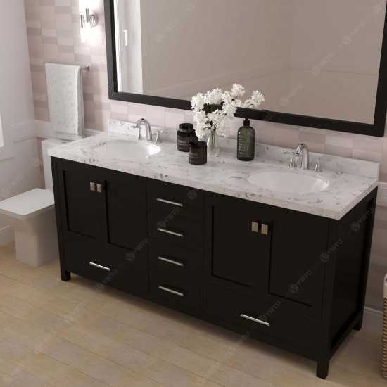 Caroline Avenue 72" Double Bath Vanity in Espresso with White Quartz Top and Round Sinks