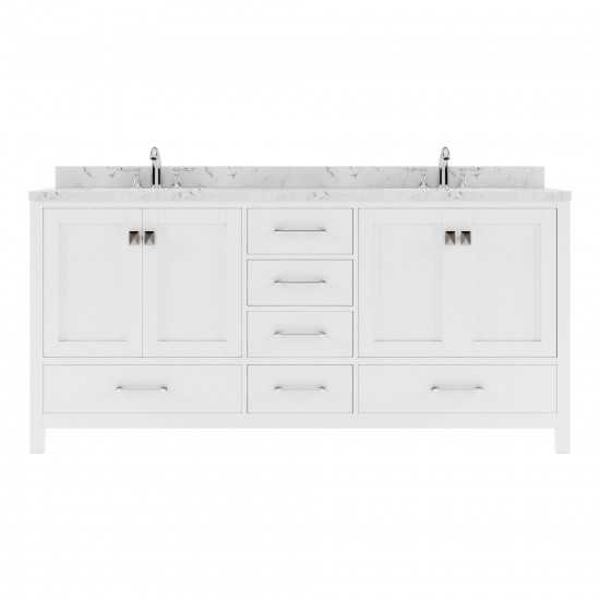 Caroline Avenue 72" Double Bath Vanity in White with White Quartz Top and Round Sinks