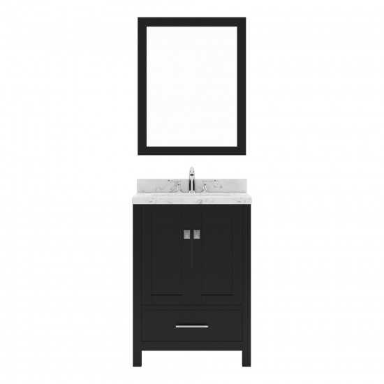 Caroline Avenue 24" Single Bath Vanity in Espresso with White Quartz Top and Square Sink with Brushed Nickel Faucet with Mirr