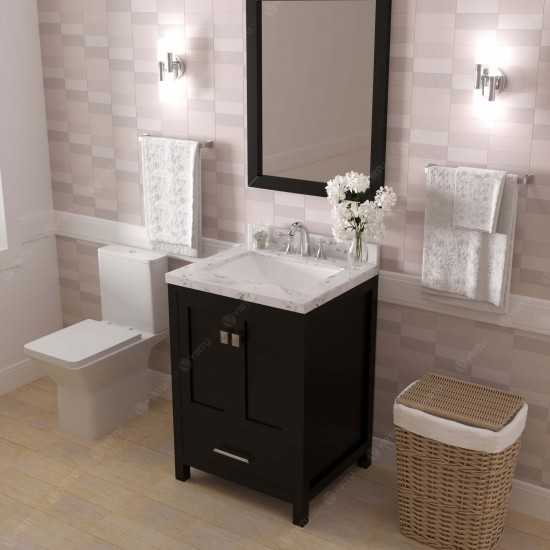 Caroline Avenue 24" Single Bath Vanity in Espresso with White Quartz Top and Square Sink with Brushed Nickel Faucet with Mirr