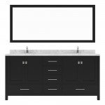 Caroline Avenue 72" Double Bath Vanity in Espresso with White Quartz Top and Round Sinks with Brushed Nickel Faucets with Mir