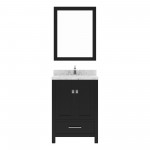 Caroline Avenue 24" Single Bath Vanity in Espresso with White Quartz Top and Square Sink with Polished Chrome Faucet with Mir