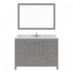 Caroline Avenue 48" Single Vanity in Cashmere Gray with White Quartz Top and Square Sink with Polished Chrome Faucet with Mir