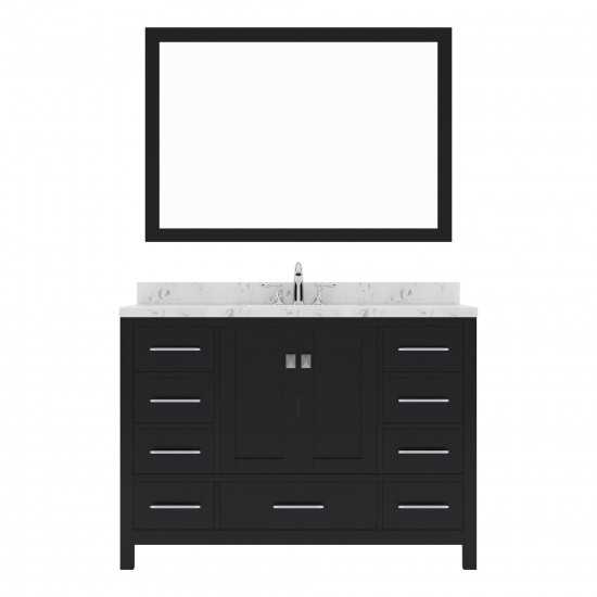 Caroline Avenue 48" Single Bath Vanity in Espresso with White Quartz Top and Square Sink with Polished Chrome Faucet with Mir