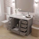 Caroline Avenue 48" Single Vanity in Cashmere Gray with White Quartz Top and Round Sink with Polished Chrome Faucet with Mirr