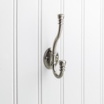 5-3/16" Double zinc wall mount hook. Finish: SN.