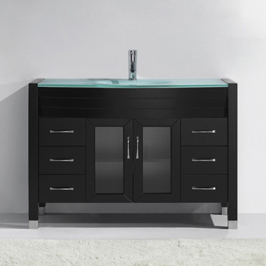 Ava 48" Single Bath Vanity in Espresso with Green Glass Top with Brushed Nickel Faucet