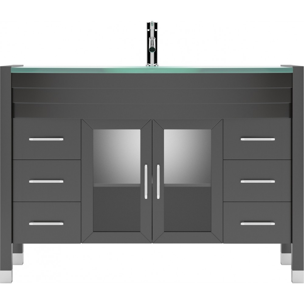 Ava 48" Single Bath Vanity in Espresso with Green Glass Top