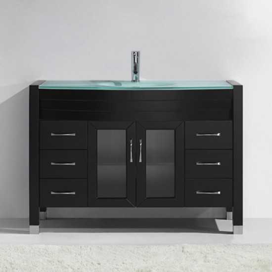 Ava 48" Single Bath Vanity in Espresso with Green Glass Top