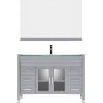 Ava 48" Single Bath Vanity in Gray with Green Glass Top and Matching Mirror