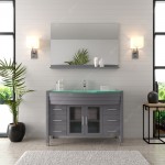 Ava 48" Single Bath Vanity in Gray with Green Glass Top and Matching Mirror