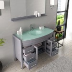 Ava 48" Single Bath Vanity in Gray with Green Glass Top and Matching Mirror