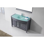 Ava 48" Single Bath Vanity in Gray with Green Glass Top and Matching Mirror