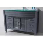 Ava 48" Single Bath Vanity in Gray with Green Glass Top and Matching Mirror