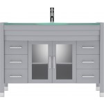 Ava 48" Single Bath Vanity in Gray with Green Glass Top