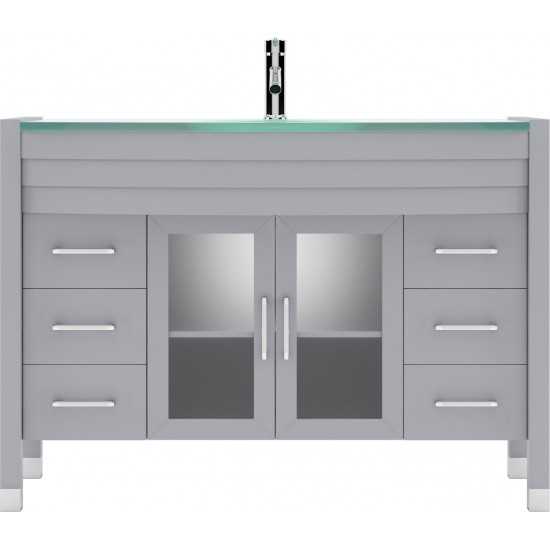 Ava 48" Single Bath Vanity in Gray with Green Glass Top