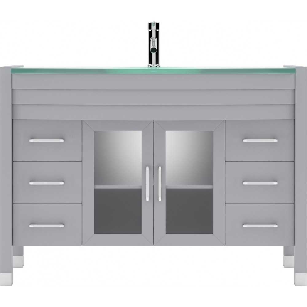 Ava 48" Single Bath Vanity in Gray with Green Glass Top