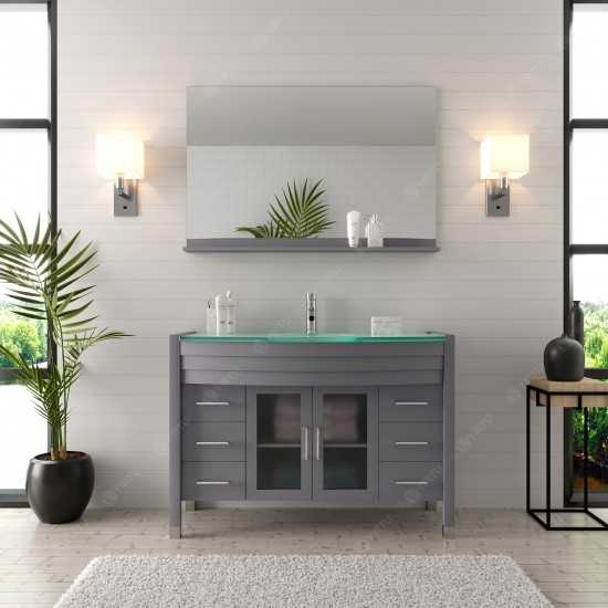 Ava 48" Single Bath Vanity in Gray with Green Glass Top