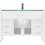 Ava 48" Single Bath Vanity in White with Green Glass Top