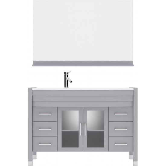 Ava 48" Single Bath Vanity in Gray with White Engineered Stone Top and Round Sink