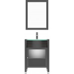 Ava 24" Single Bath Vanity in Espresso with Green Glass Top and Matching Mirror