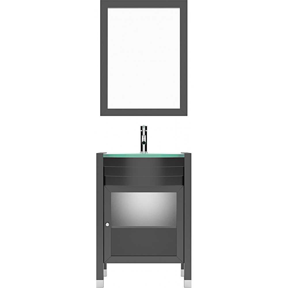 Ava 24" Single Bath Vanity in Espresso with Green Glass Top and Matching Mirror