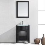 Ava 24" Single Bath Vanity in Espresso with Green Glass Top and Matching Mirror